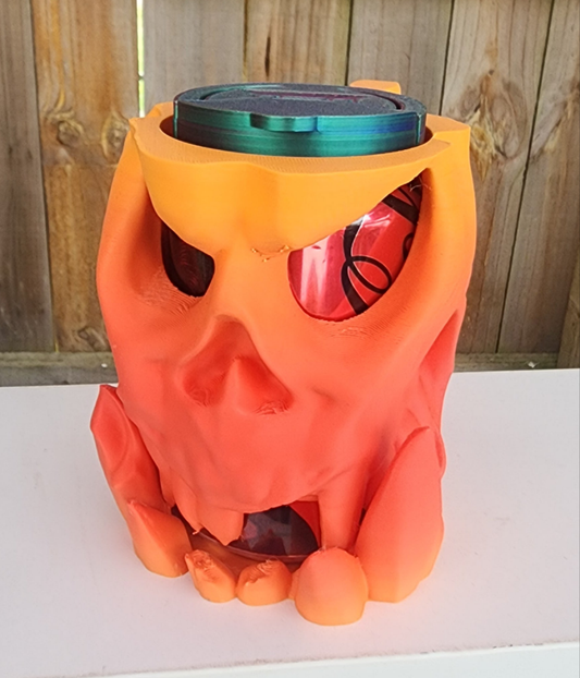 Flame skull can holder